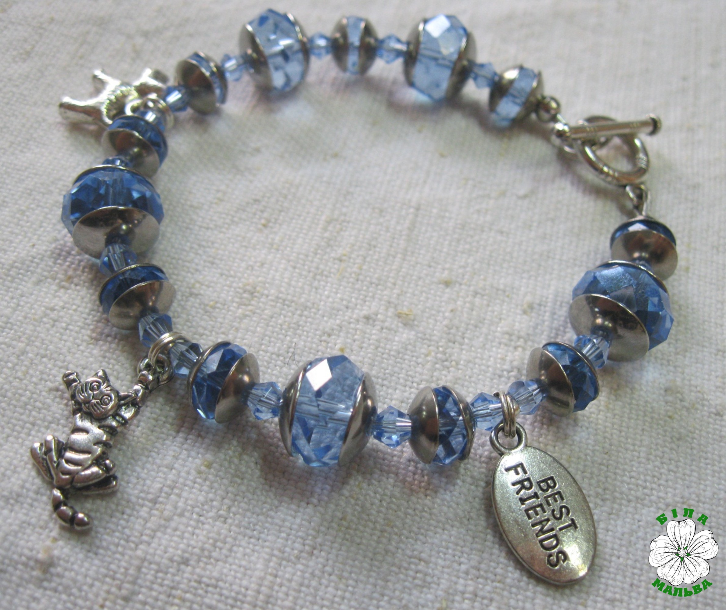 браслет кришталь блакитний